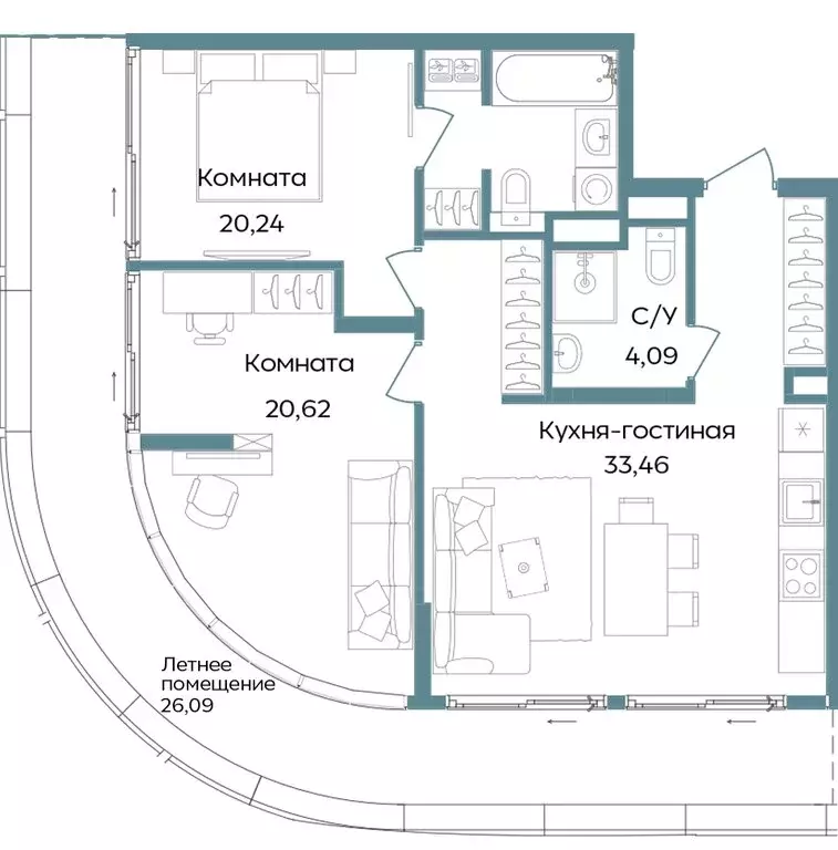 3-комнатная квартира: Республика Крым, Саки, курортный кластер Темпо ... - Фото 0