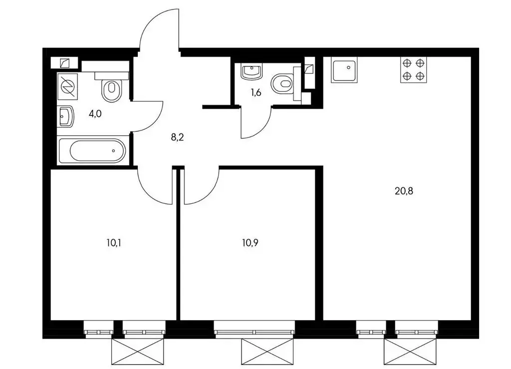 2-комнатная квартира: Люберцы, улица Лётчика Ларюшина, 20 (56 м) - Фото 1