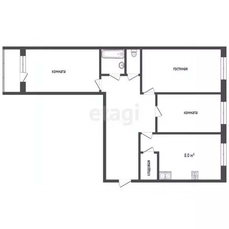 Квартира, 3 комнаты, 62.8 м - Фото 1