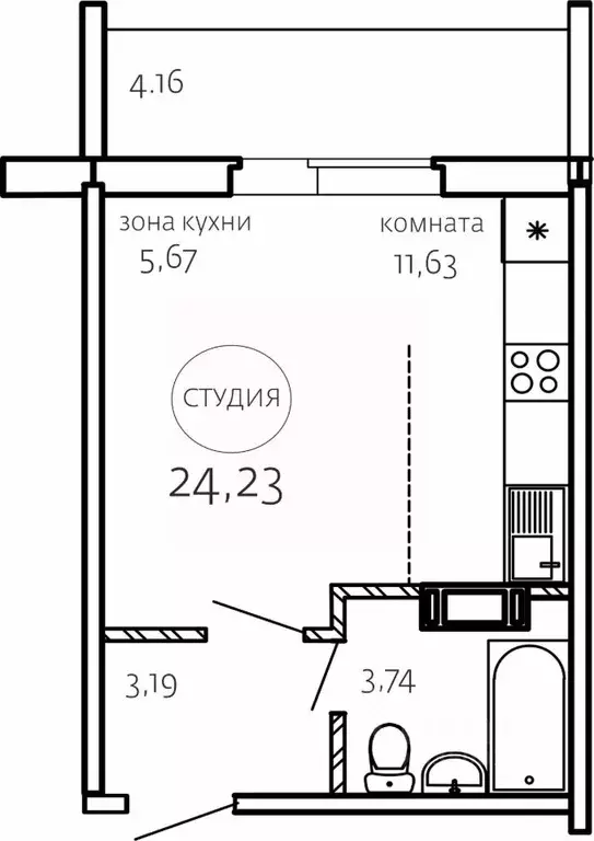 Студия Челябинская область, Челябинск ул. Маршала Чуйкова, 26 (24.23 ... - Фото 0