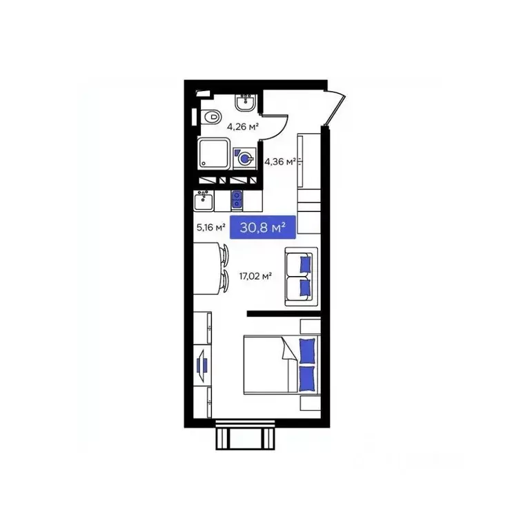 1-к кв. Приморский край, Владивосток Визионер жилой комплекс (30.8 м) - Фото 1