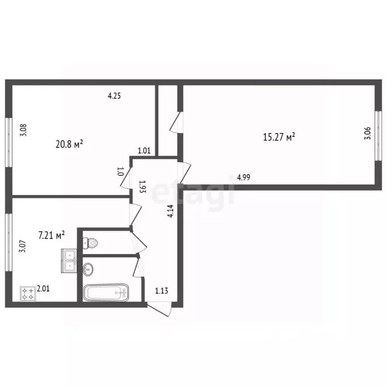 2-к кв. Санкт-Петербург ул. Тельмана, 46 (44.7 м) - Фото 2