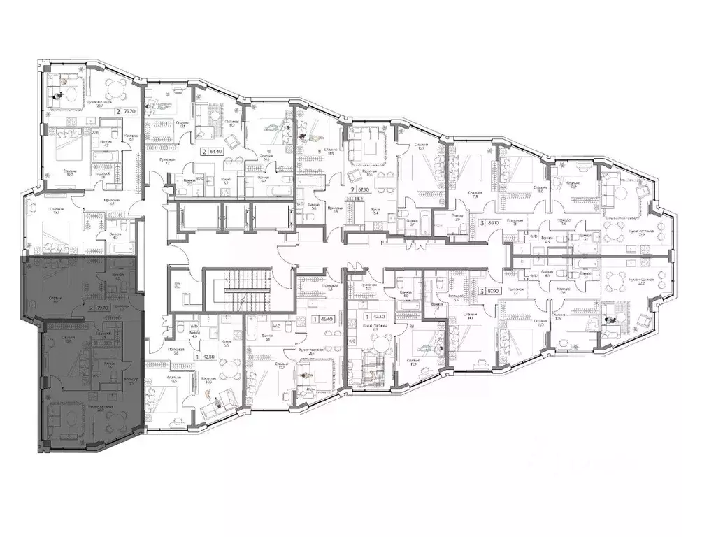 2-к кв. Москва Дрим Рива жилой комплекс (79.7 м) - Фото 2