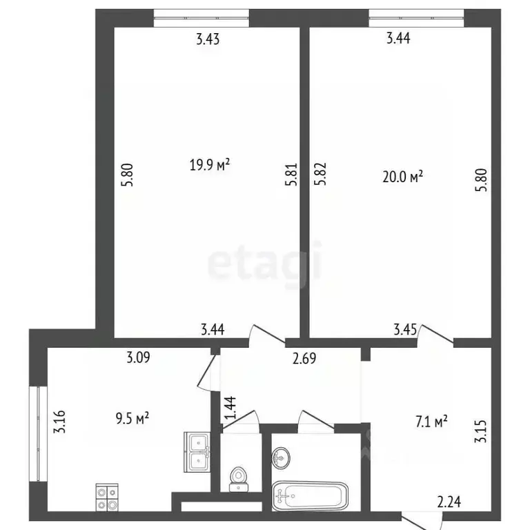 2-к кв. Санкт-Петербург Бухарестская ул., 146к1 (64.2 м) - Фото 2