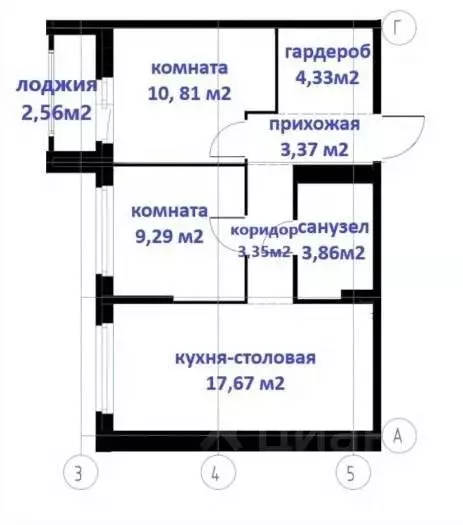 2-к кв. Свердловская область, Екатеринбург бул. Золотистый, 13 (53.96 ... - Фото 1