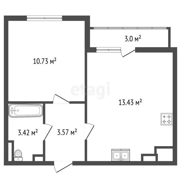 1-комнатная квартира: Бугры, Петровский бульвар, 28 (34.15 м) - Фото 1