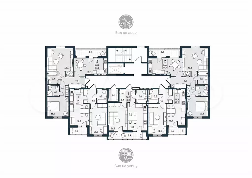 2-к. квартира, 60 м, 8/10 эт. - Фото 1