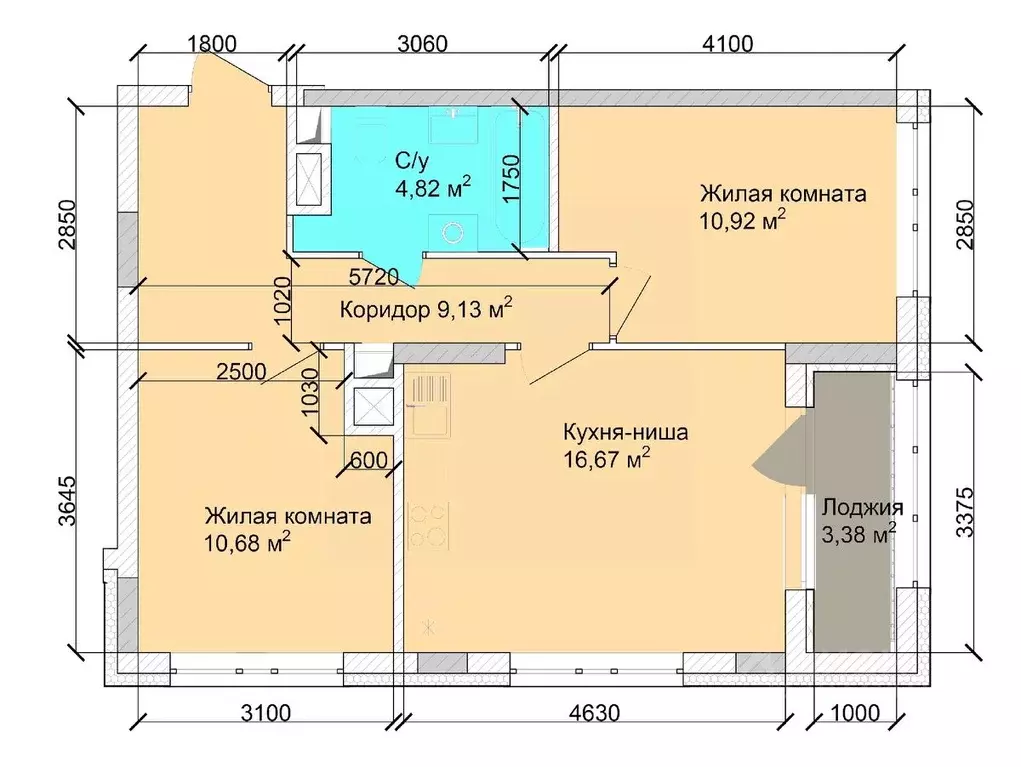 3-к кв. Кемеровская область, Кемерово ул. Дружбы, 9 (55.34 м) - Фото 1