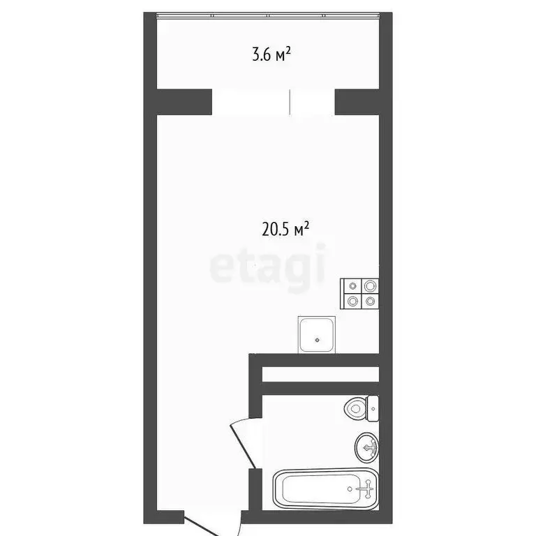 Квартира-студия: Тюмень, улица Тимофея Чаркова, 28 (20.6 м) - Фото 1