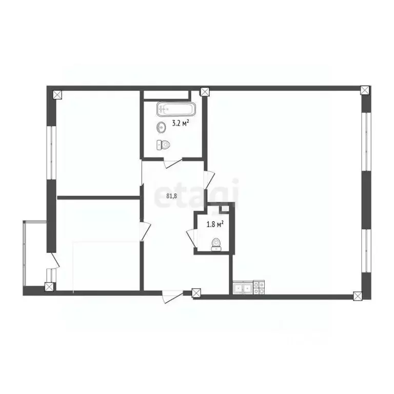 3-к кв. Тюменская область, Тюмень Заречный проезд, 37к1 (81.8 м) - Фото 2