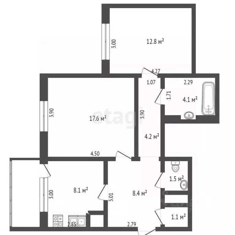 2-к кв. Ямало-Ненецкий АО, Новый Уренгой Оптимистов мкр, 4/2 (57.8 м) - Фото 1