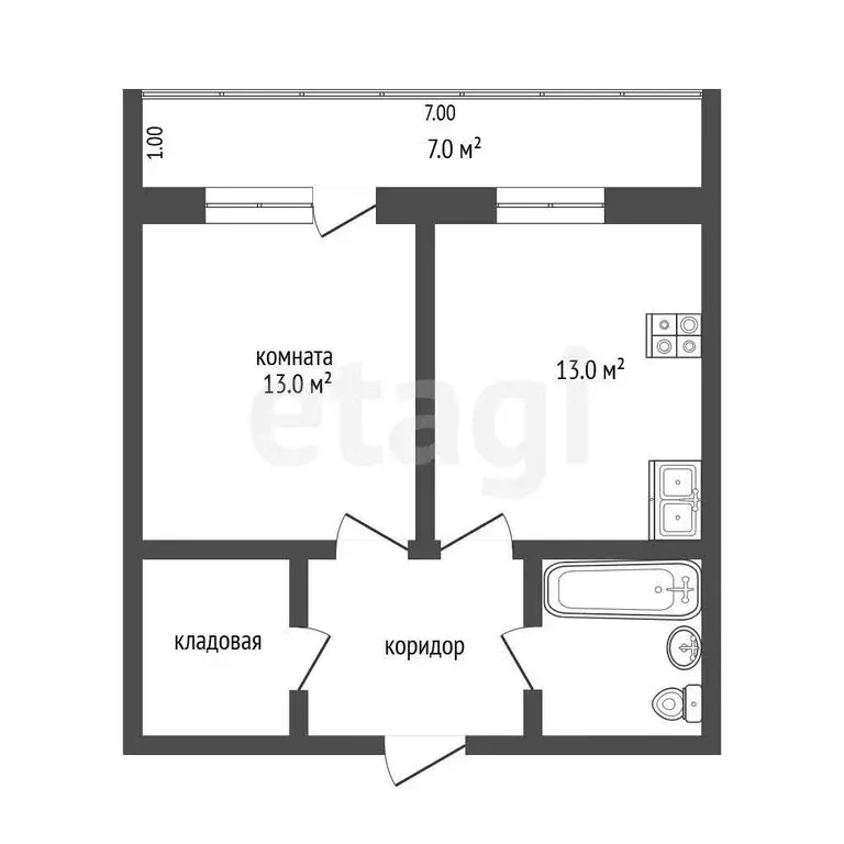 1-комнатная квартира: Тюмень, улица Беляева, 27 (37 м) - Фото 1