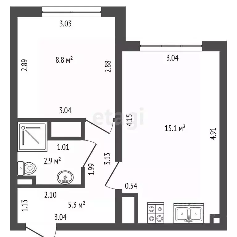 1-к кв. Санкт-Петербург ул. Пейзажная, 2к2 (32.1 м) - Фото 2