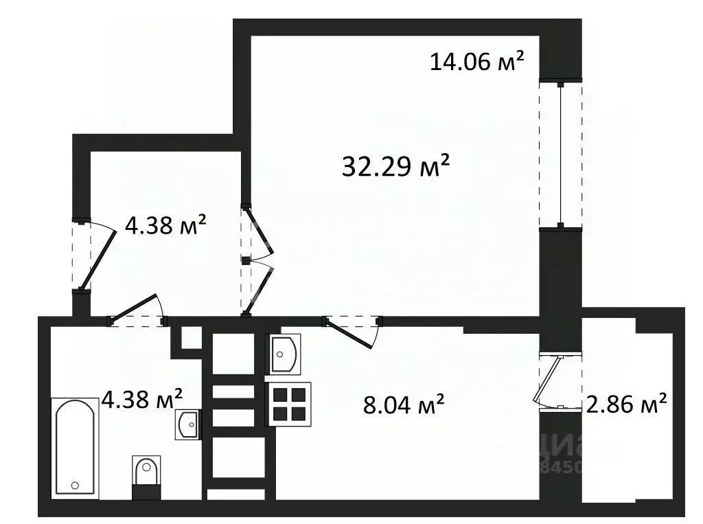 1-к кв. Калужская область, Калуга Азаровская ул., 40к4 (31.2 м) - Фото 2