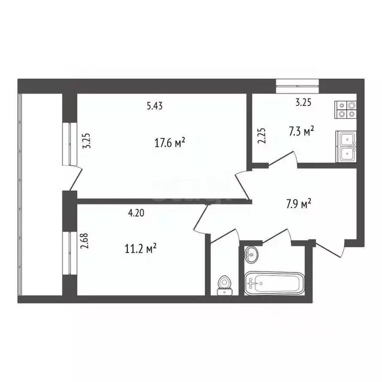 2-к кв. Вологодская область, Вологда Новгородская ул., 15 (48.0 м) - Фото 2