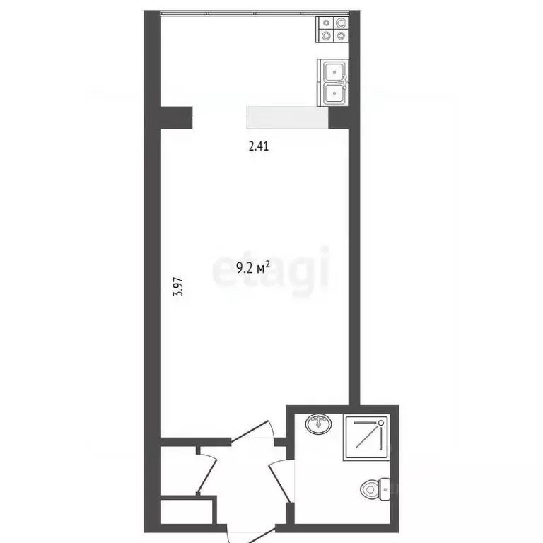 Студия Тюменская область, Тюмень ул. Червишевский Тракт, 84 (12.6 м) - Фото 2