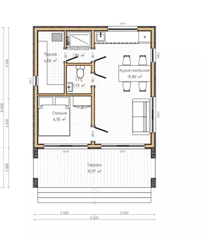 Дом в Тюменская область, Тюмень Центральная пл. (60 м) - Фото 2