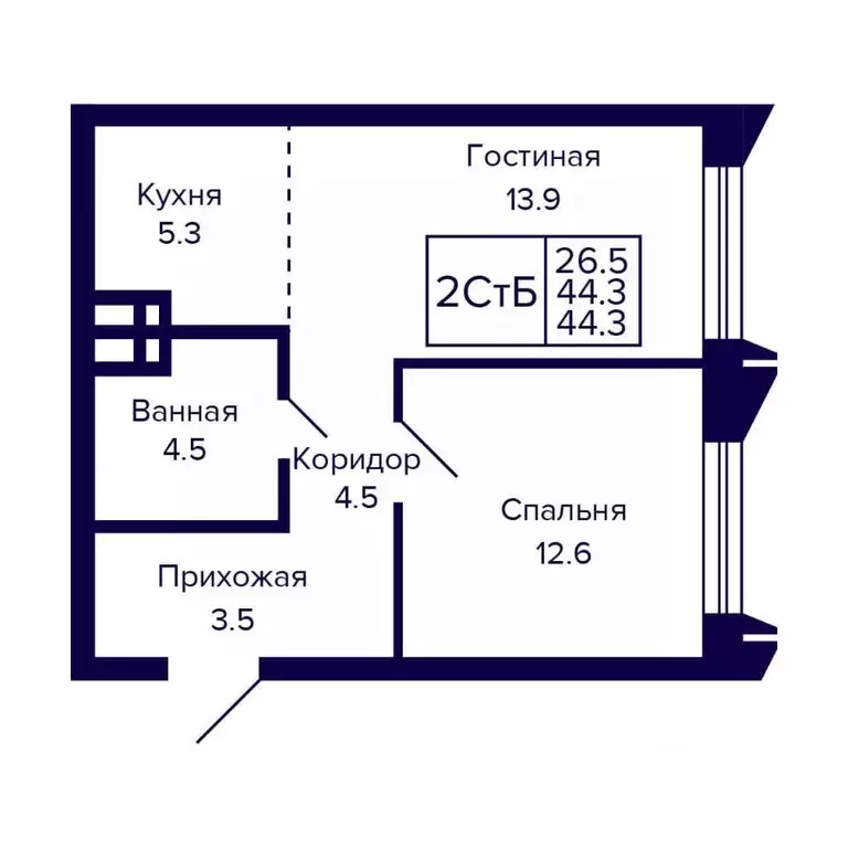 2-к кв. Новосибирская область, Новосибирск ул. Грибоедова (44.3 м) - Фото 0