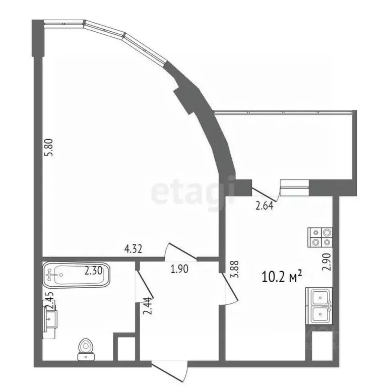 1-к кв. Тюменская область, Тюмень Микрорайон мыс, ул. Судоремонтная, ... - Фото 2