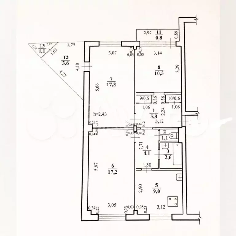 3-к. квартира, 69 м, 5/5 эт. - Фото 0