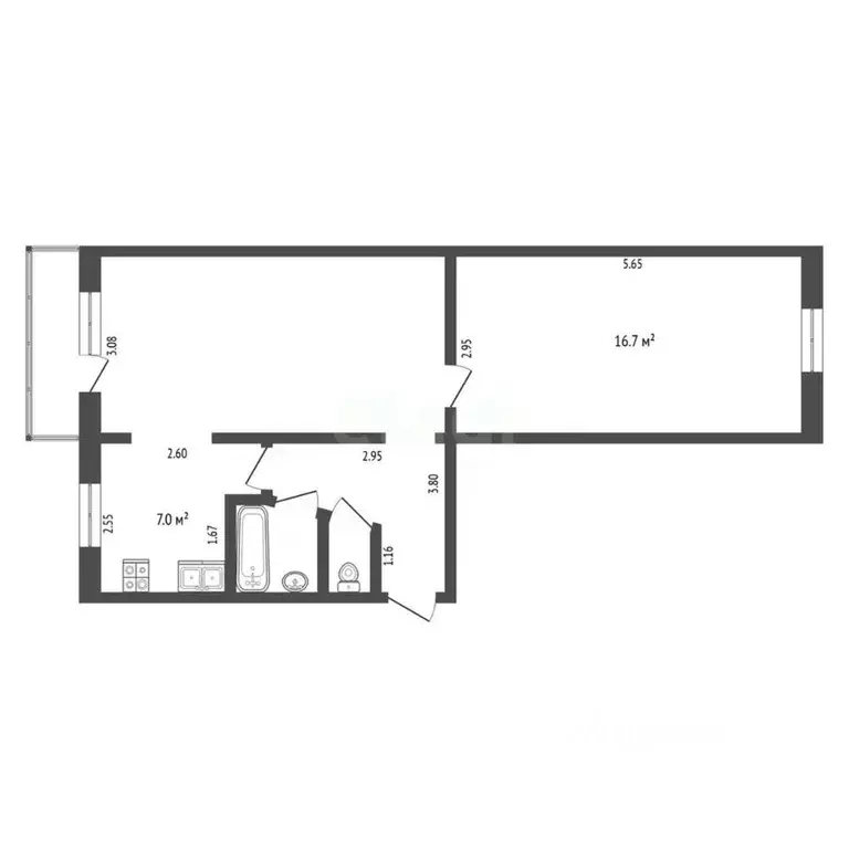 2-к кв. Тюменская область, Тюмень ул. Елизарова, 76 (44.7 м) - Фото 1
