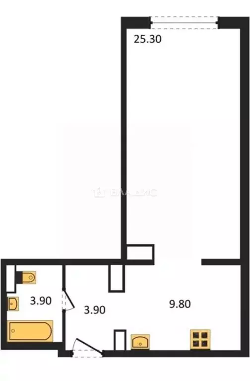 Студия Пензенская область, Пенза ул. Яшиной, 8 (42.2 м) - Фото 2