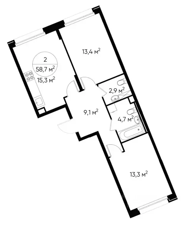 2-к кв. Москва Переделкино Ближнее мкр, 18-й кв-л,  (58.7 м) - Фото 0