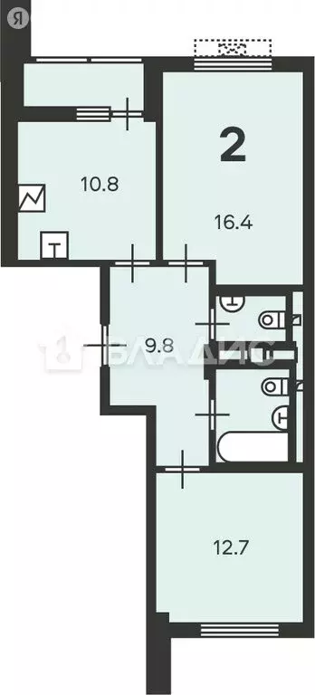 2-комнатная квартира: Москва, Кусковская улица, 12/1 (55.6 м) - Фото 0