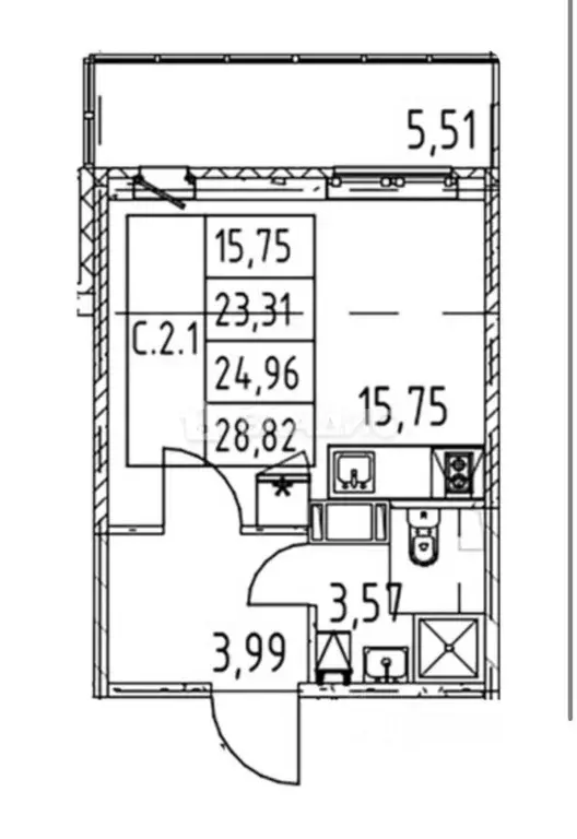Студия Ленинградская область, Мурино Всеволожский район, ул. ... - Фото 2