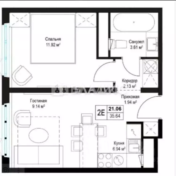 1-к кв. Московская область, Ленинский городской округ, д. Сапроново, ... - Фото 2