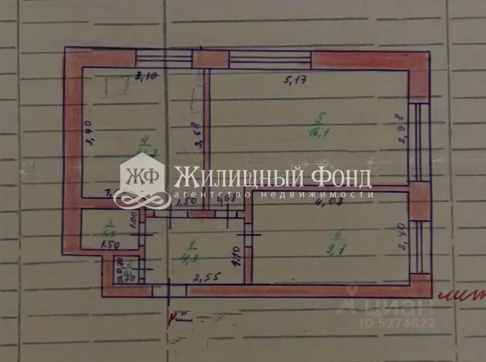 2-к кв. Курская область, Льгов Литейная ул., 26А (43.8 м) - Фото 2