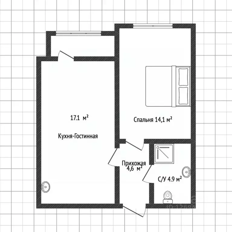 2-к кв. Воронежская область, Воронеж Багряная ул., 16/1 (40.7 м) - Фото 1
