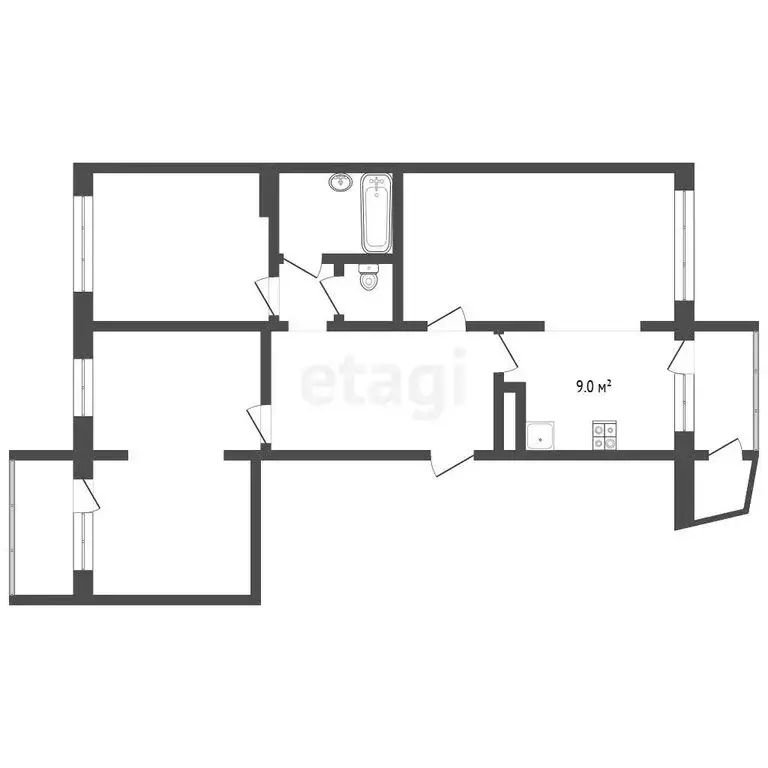 3-комнатная квартира: Петропавловск-Камчатский, улица Савченко, 21 (74 ... - Фото 1