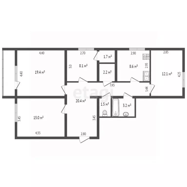 4-к кв. Саха (Якутия), Якутск ул. Дежнева, 81/6 (92.0 м) - Фото 2