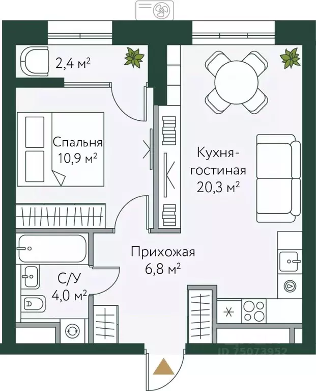 1-к кв. Волгоградская область, Волгоград Новосибирская ул., 74с1 (44.4 ... - Фото 0