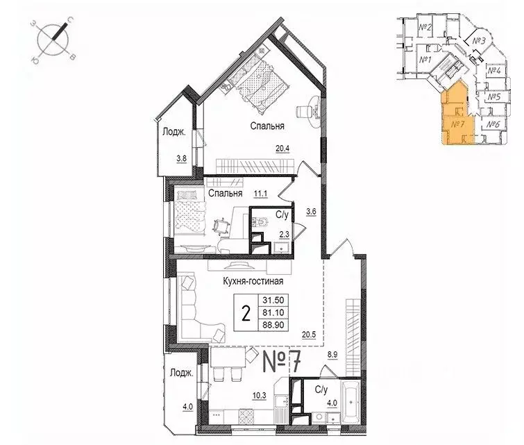 2-к кв. Московская область, Наро-Фоминск ул. Новикова, 20/1 (90.0 м) - Фото 0