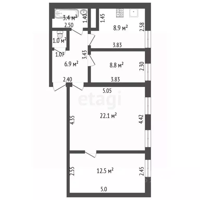 3-к кв. Калининградская область, Калининград ул. Грига, 40 (63.6 м) - Фото 1