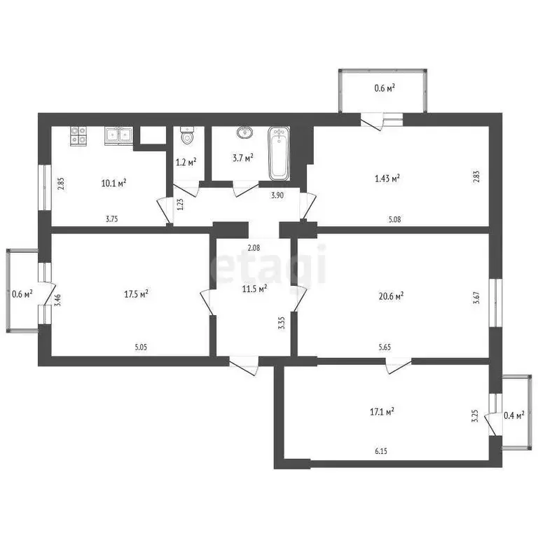 4-комнатная квартира: Стерлитамак, улица Мира, 62 (96 м) - Фото 0