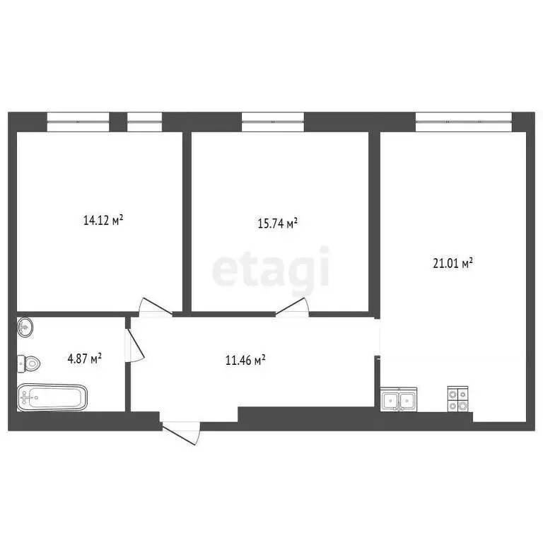 2-комнатная квартира: Тюмень, улица Николая Машарова, 8 (67.7 м) - Фото 1