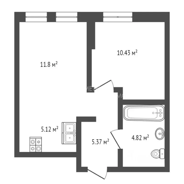 1-к кв. Тюменская область, Тюмень ул. Андрея Кореневского, 5 (37.63 м) - Фото 1