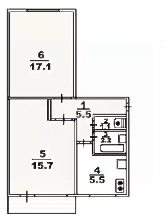 2-к кв. Томская область, Томск ул. Смирнова, 16 (48.0 м) - Фото 1