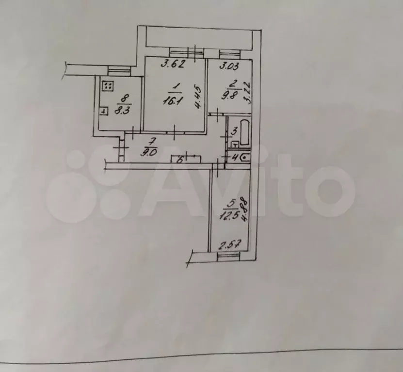 3-к. квартира, 64,5 м, 3/9 эт. - Фото 0