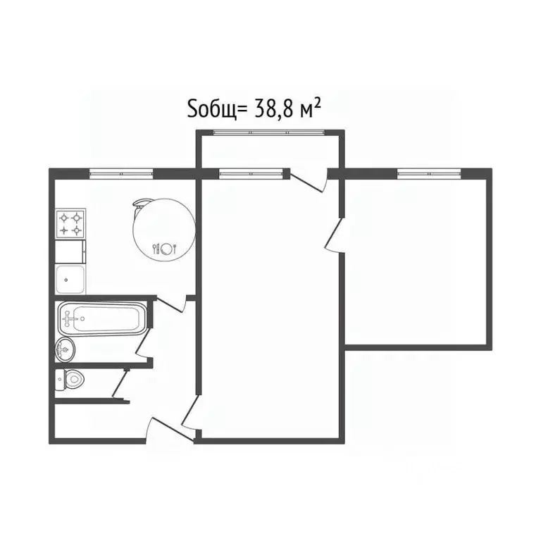 2-к кв. Брянская область, Брянск ул. Чернышевского, 56 (38.8 м) - Фото 2