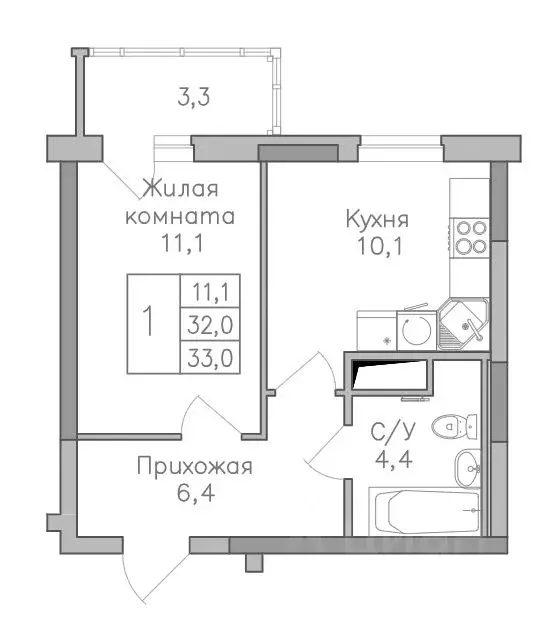 1-к кв. Воронежская область, Воронеж Поколение жилой комплекс (33.0 м) - Фото 0