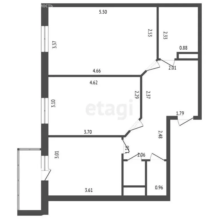 3-комнатная квартира: Кудрово, Областная улица, 3 (61.5 м) - Фото 0