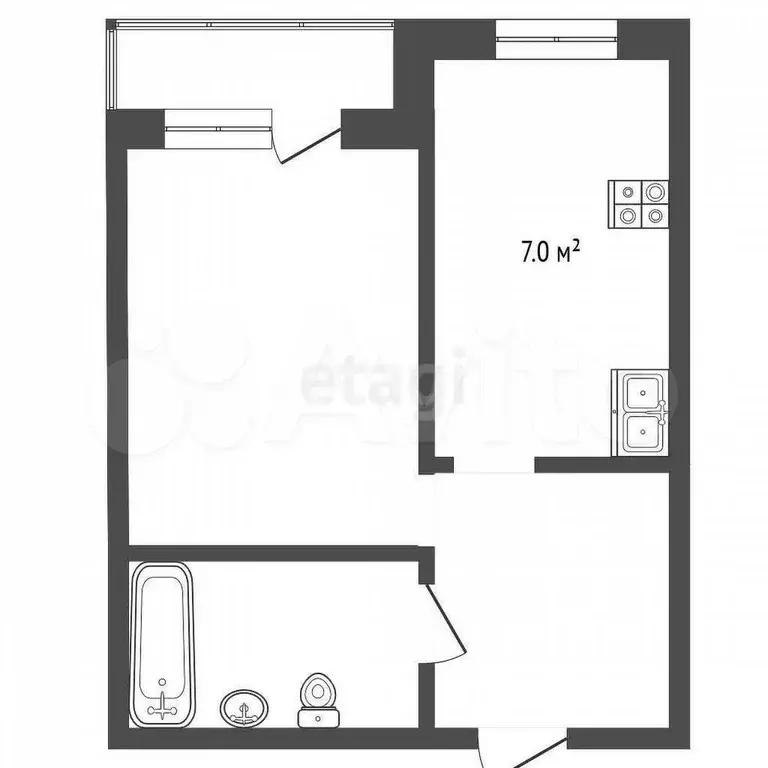 1-к. квартира, 41,9 м, 7/9 эт. - Фото 0