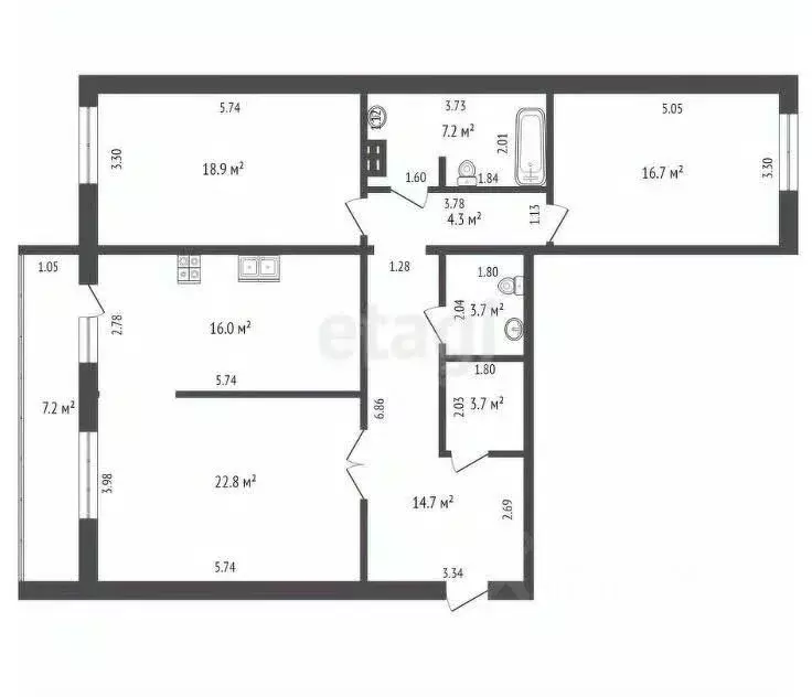 3-к кв. Забайкальский край, Чита ул. Матвеева, 33 (108.0 м) - Фото 2