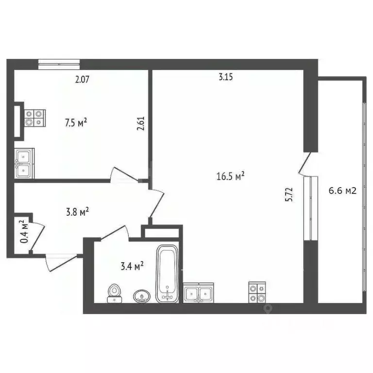 1-к кв. Севастополь ул. Генерала Мельника, 9 (31.6 м) - Фото 2