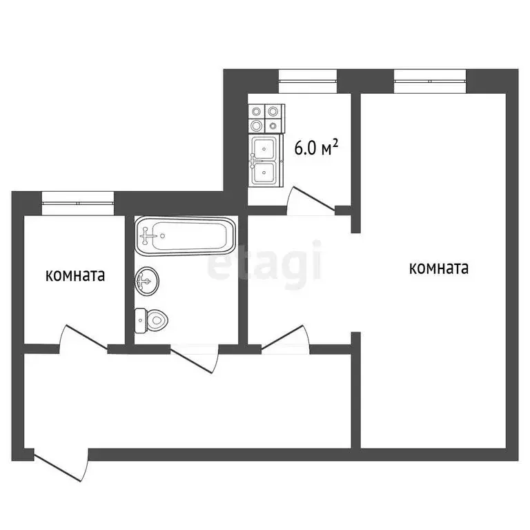 2-комнатная квартира: Подольск, улица Кирова, 51А (42.9 м) - Фото 1