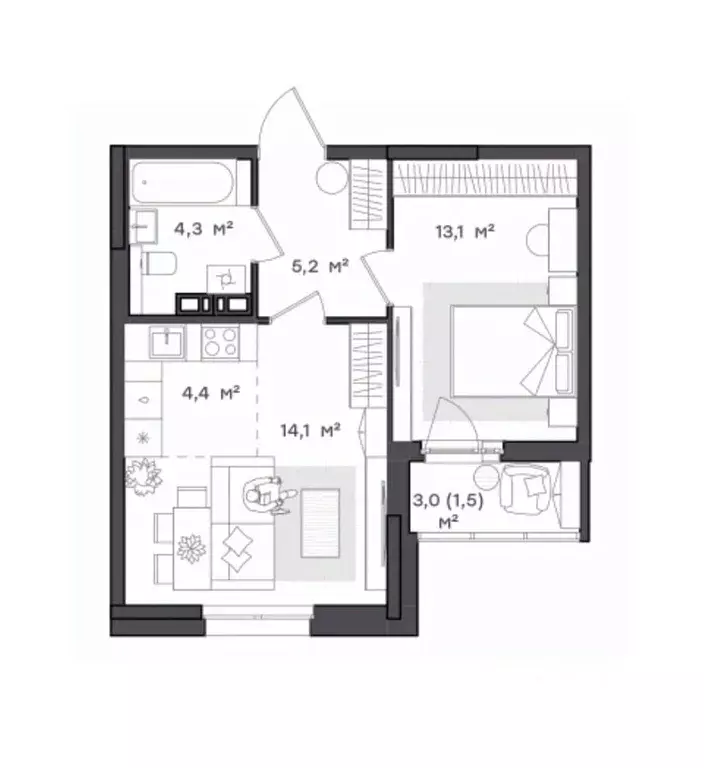 1-к кв. Ярославская область, Ярославль Тутаевское ш., 93Б (42.6 м) - Фото 0